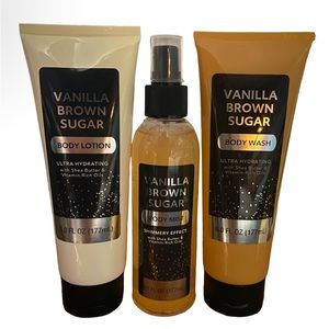 Vanilla Brown Sugar body wash, lotion, and mist